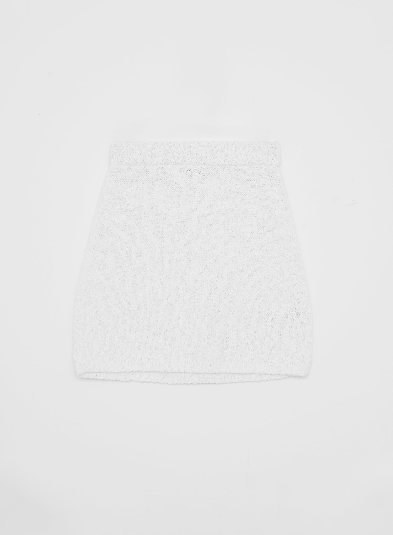 White Cotton Knit Mini Skirt